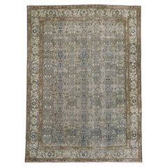 Tapis persan ancien Mashhad vieilli et en mauvais état