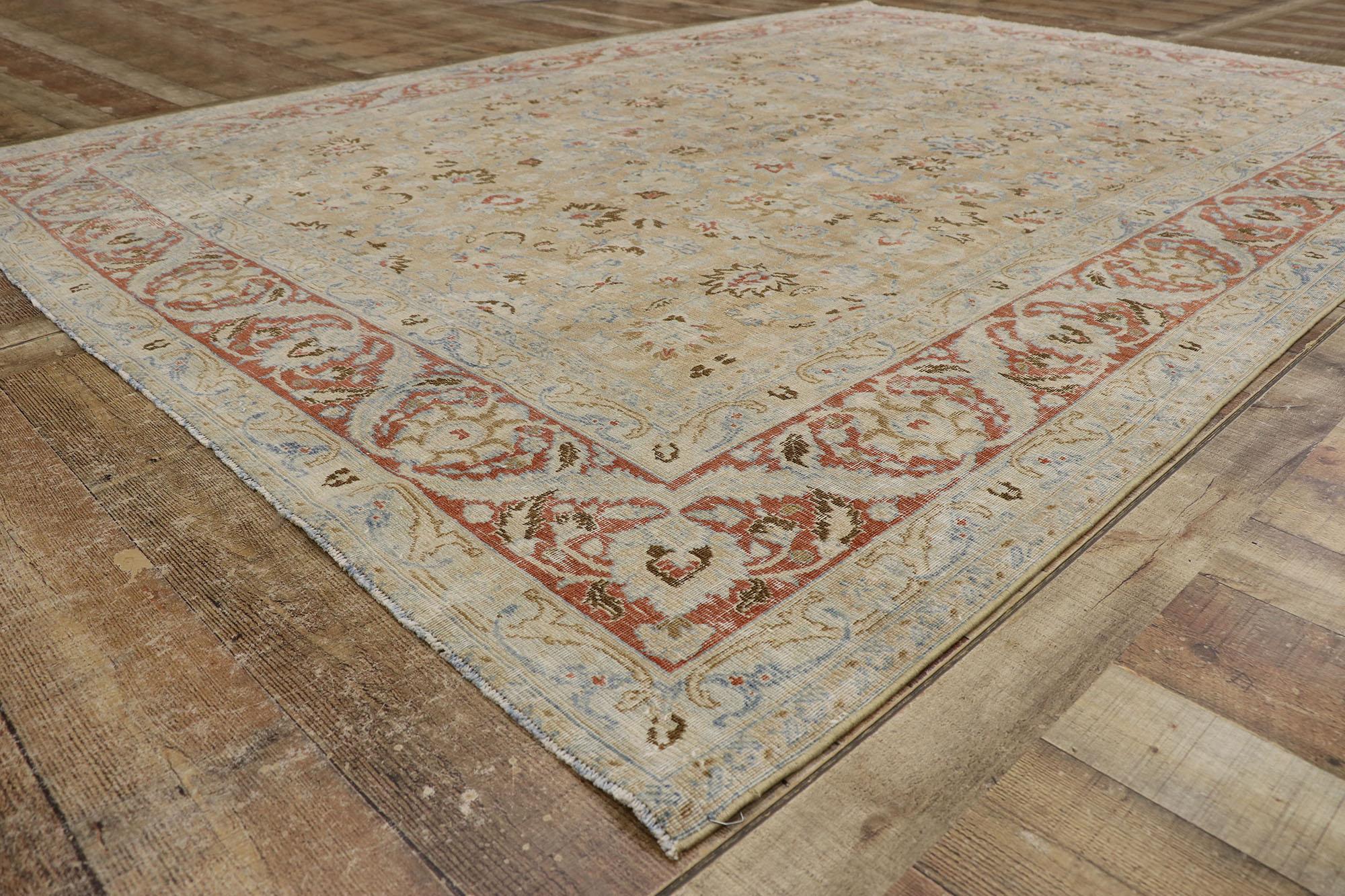 20th Century Distressed Antique Persian Mood Rug with Rustic Style For Sale