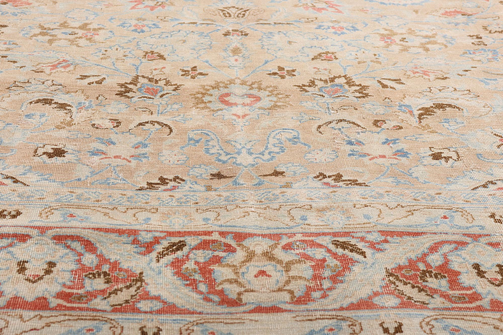 Distressed Antique Persian Mood Carpet with Rustic Modern Style In Distressed Condition For Sale In Dallas, TX