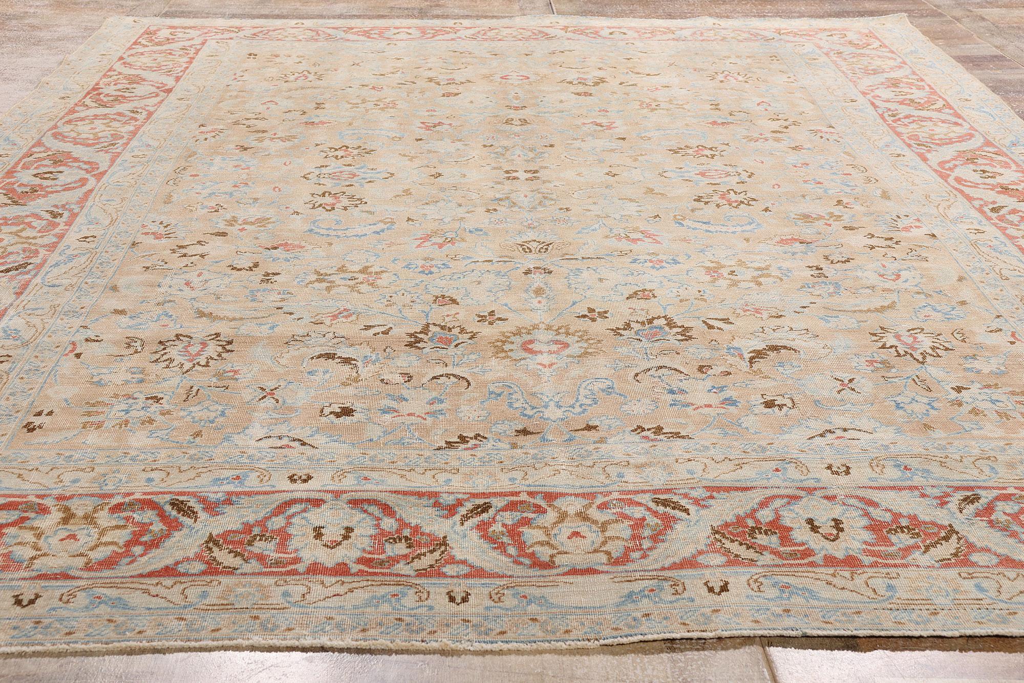 Distressed Antique Persian Mood Carpet with Rustic Modern Style For Sale 2