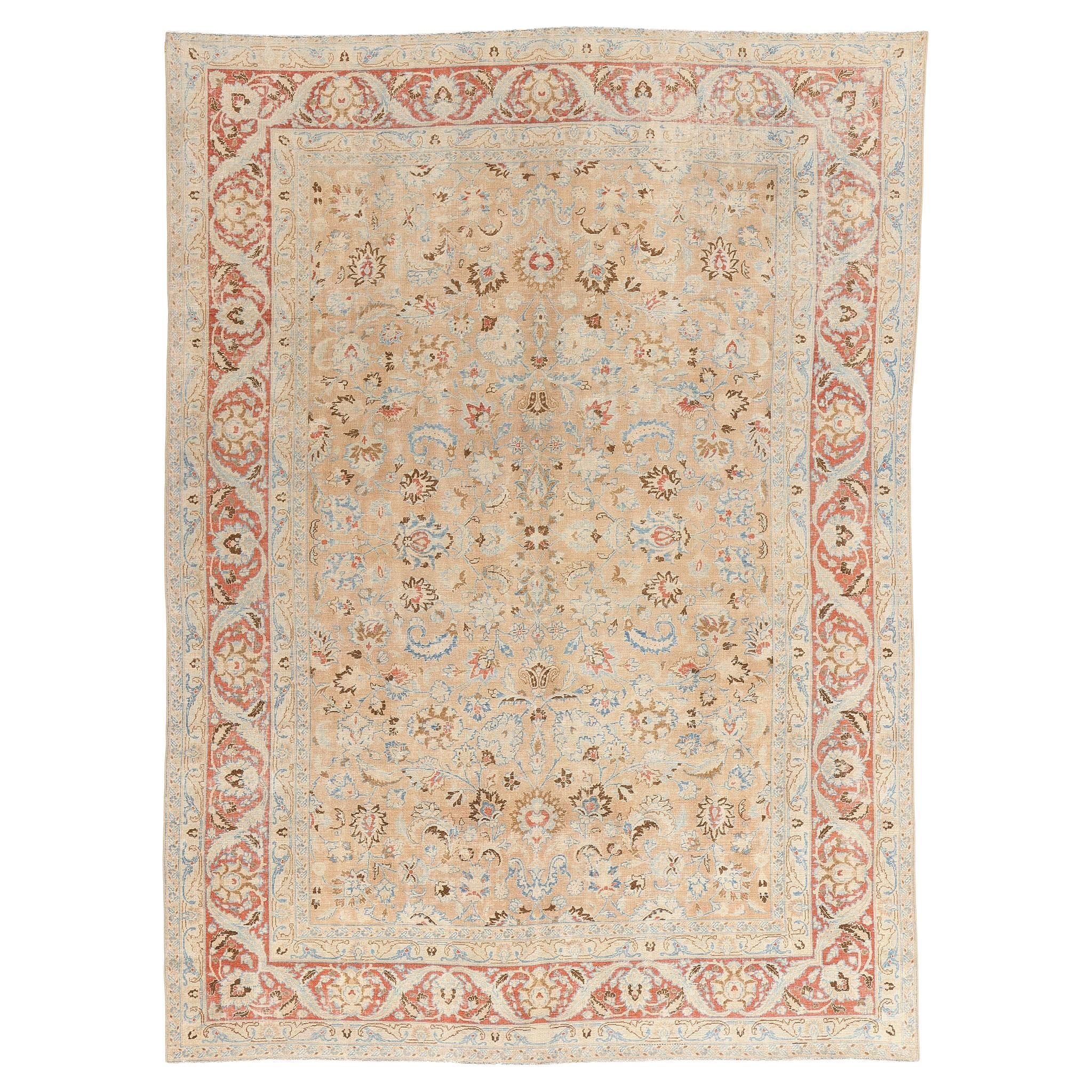 Distressed Antique Persian Mood Carpet with Rustic Modern Style