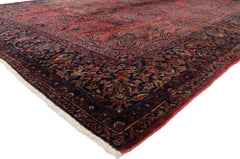 Distressed Antique Persian Sarouk Area Rug with Modern English Tudor Style