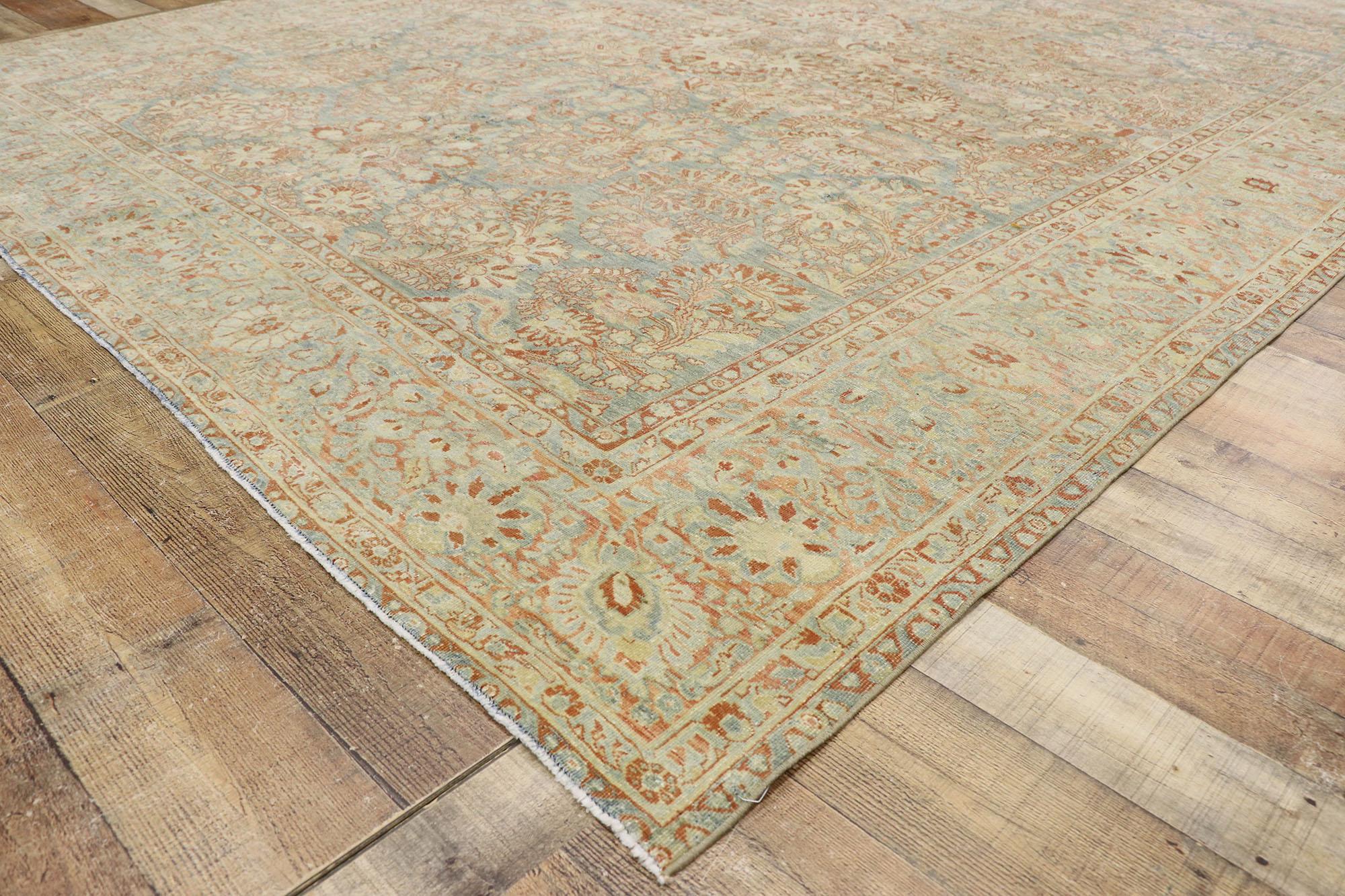 Wool Distressed Antique Persian Sarouk Rug For Sale