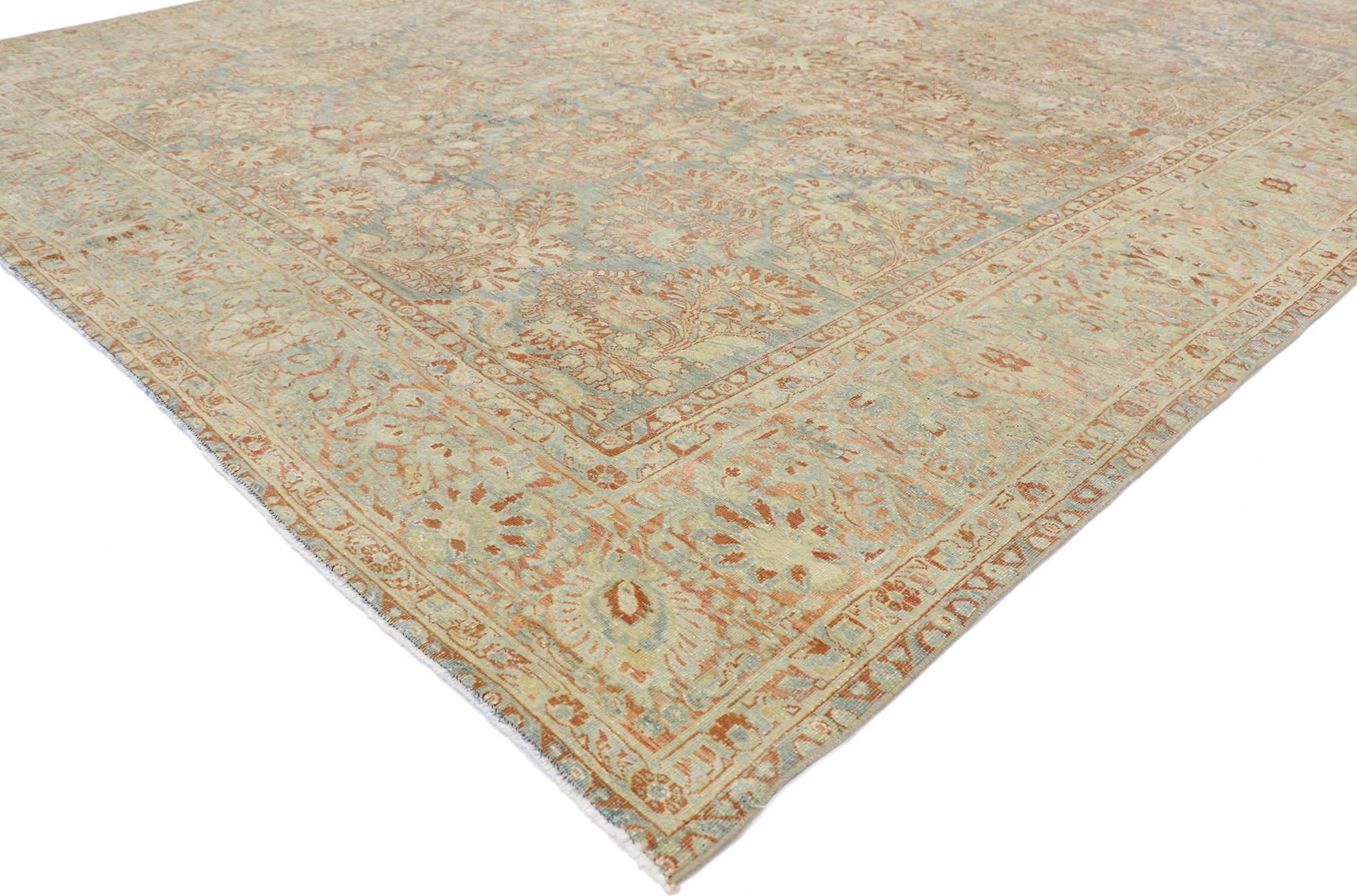 Distressed Antique Persian Sarouk Rug For Sale 2