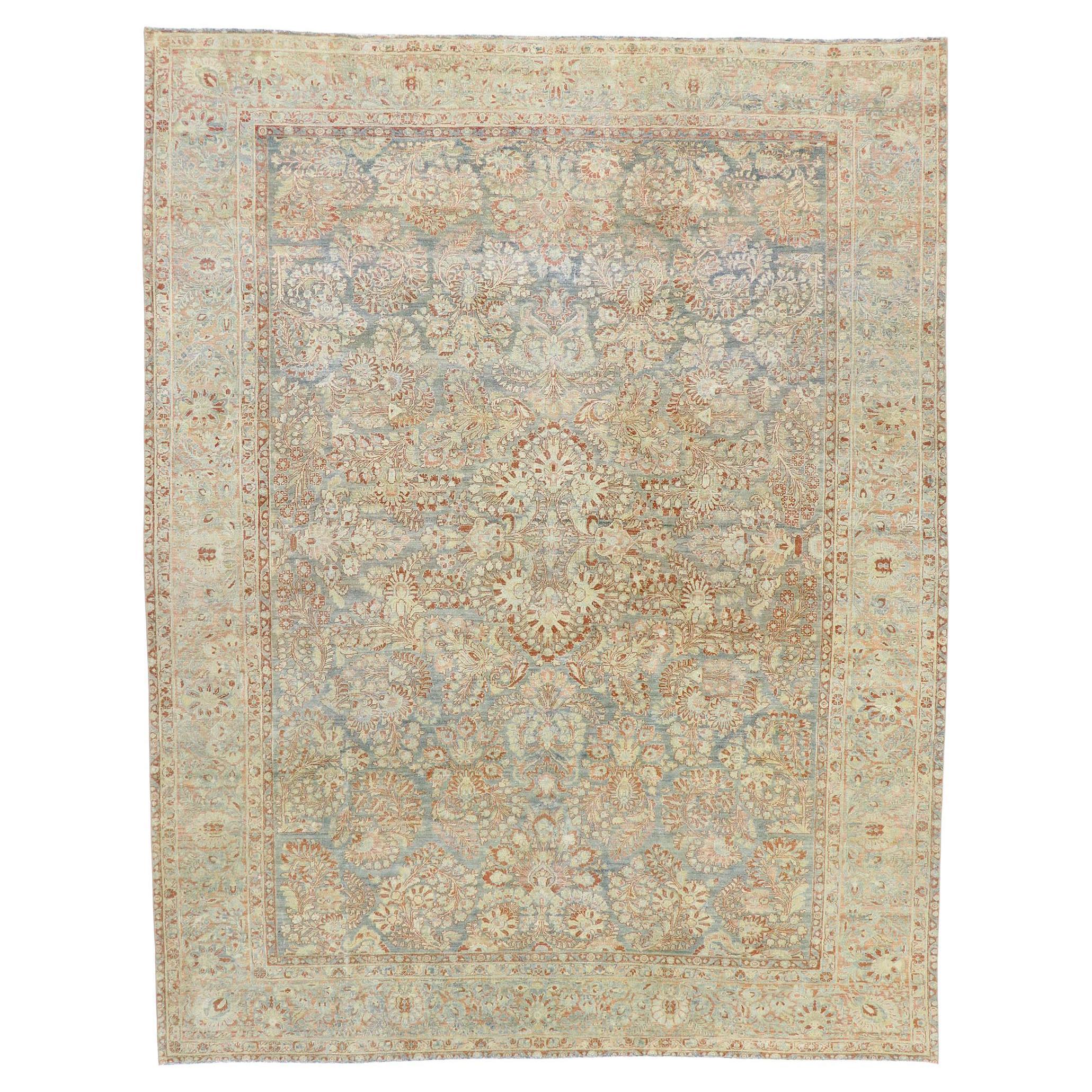 Antiker persischer Sarouk-Teppich im Used-Stil
