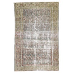 Distressed Antique Persian Senneh Boteh Rug with Rustic Arts & Crafts Style