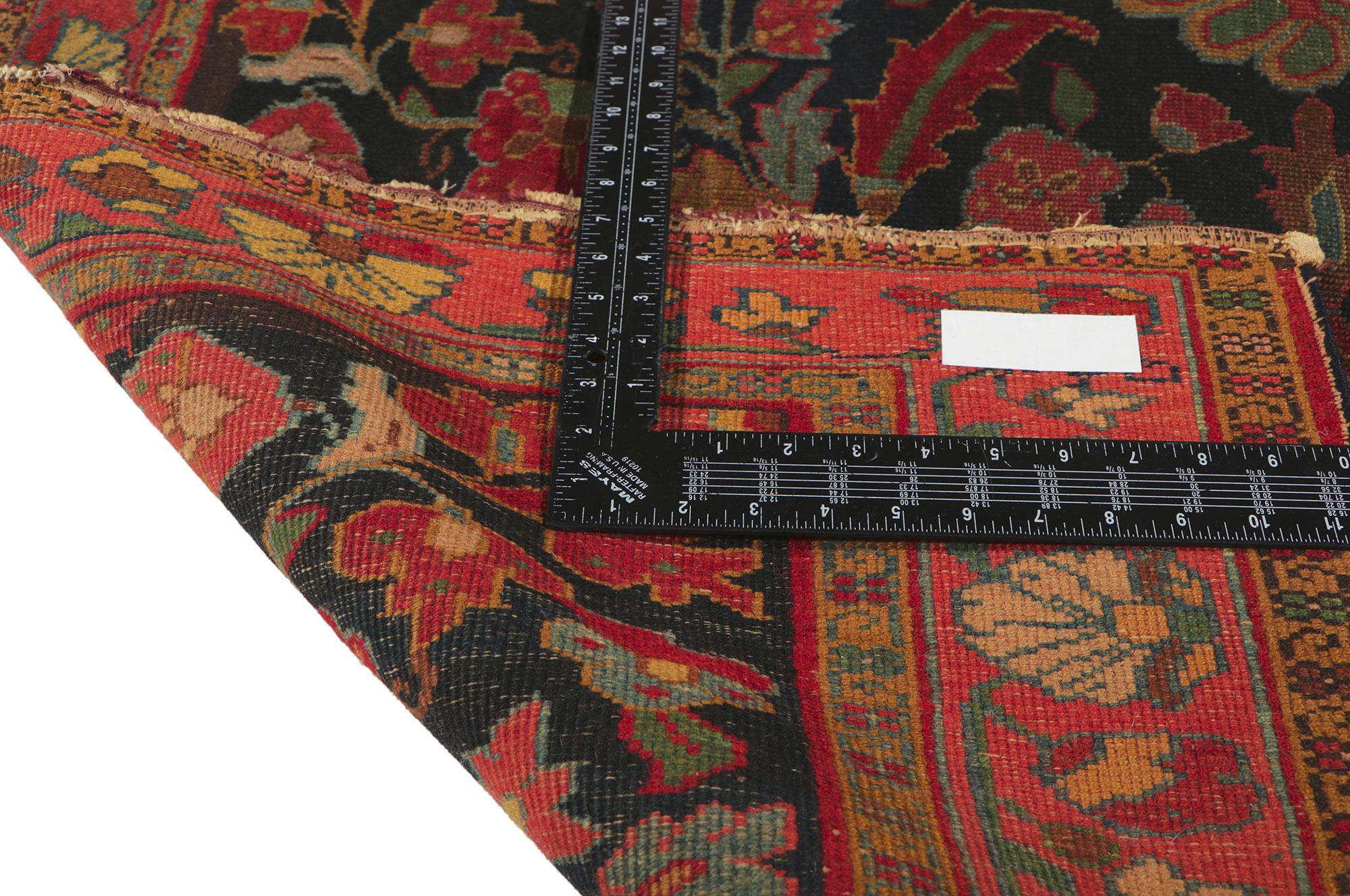 19th Century Distressed Antique Persian Serapi Rug For Sale