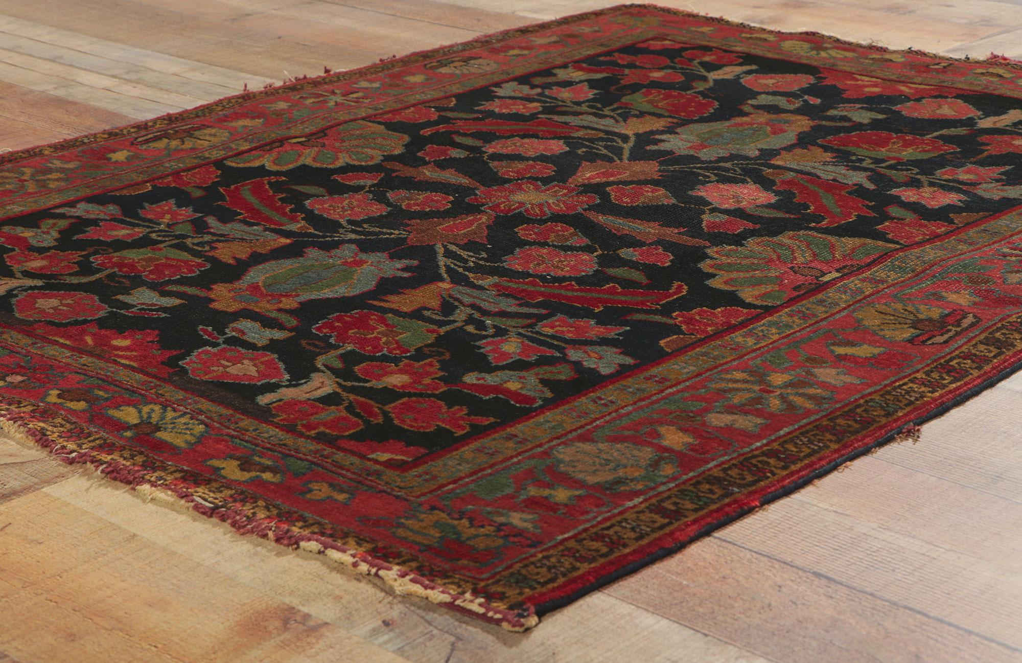 Wool Distressed Antique Persian Serapi Rug For Sale