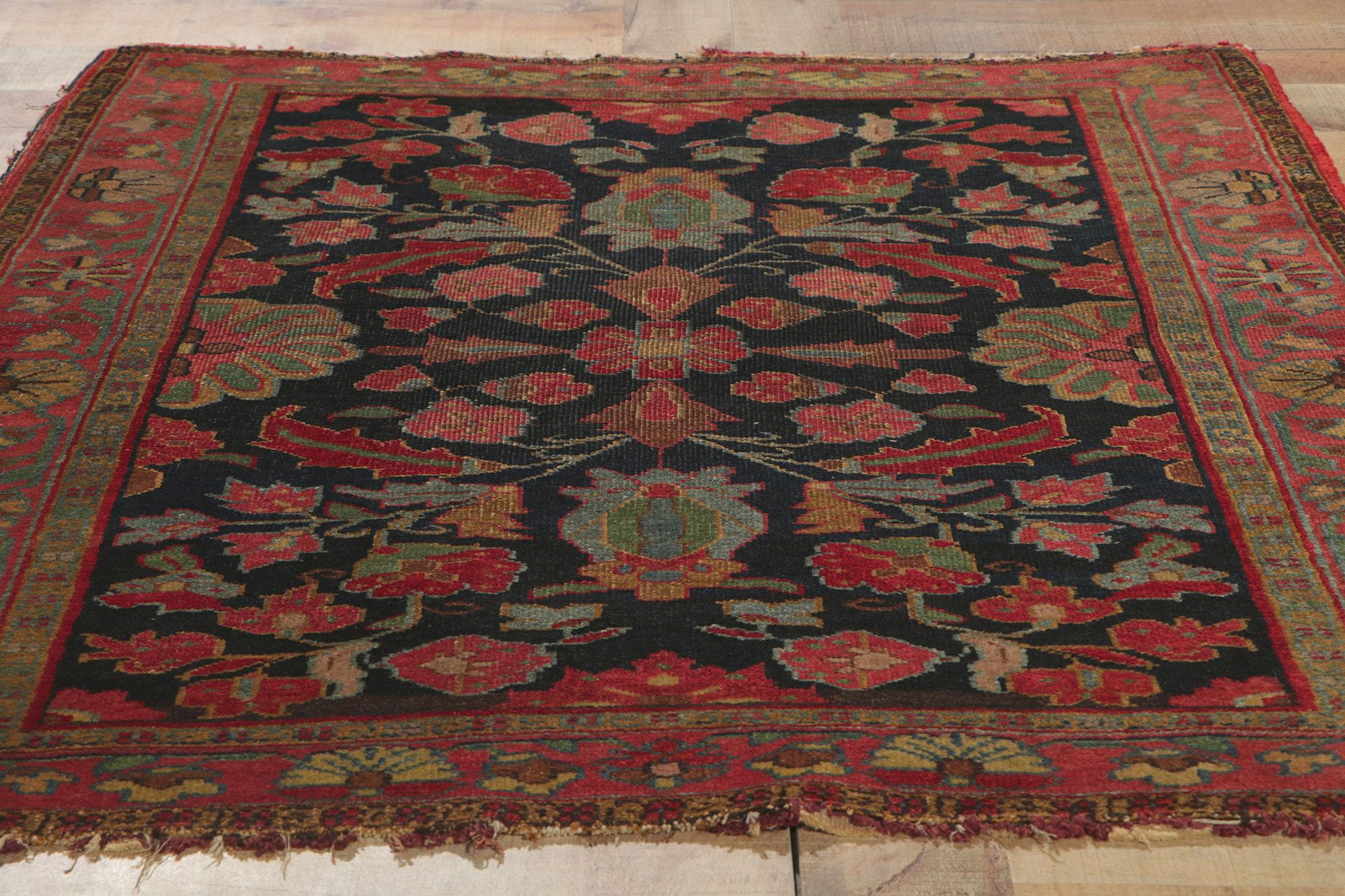 Distressed Antique Persian Serapi Rug For Sale 1