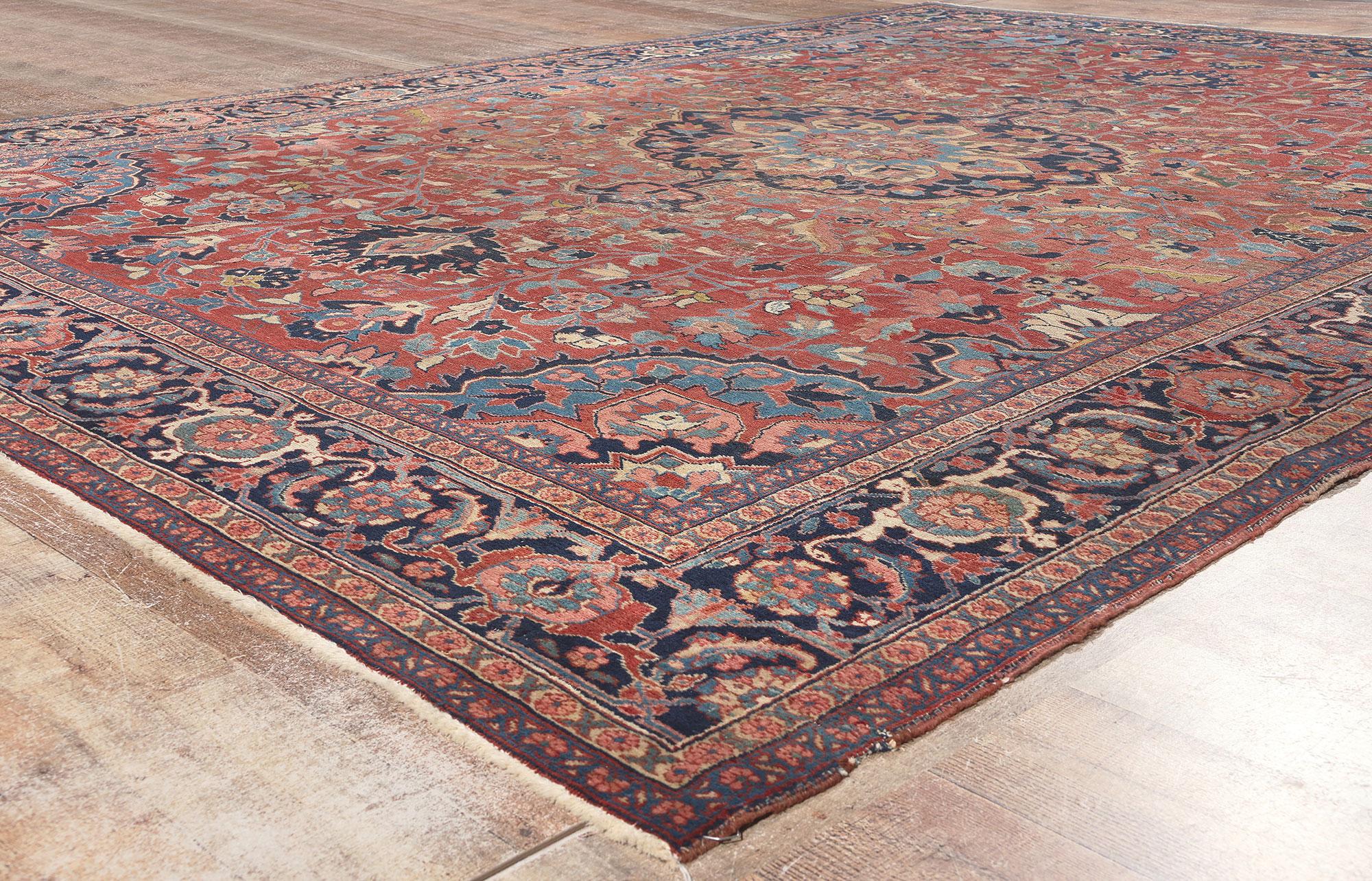 XIXe siècle Fin du 19e siècle - Tapis serapi persan ancien de style traditionnel en vente