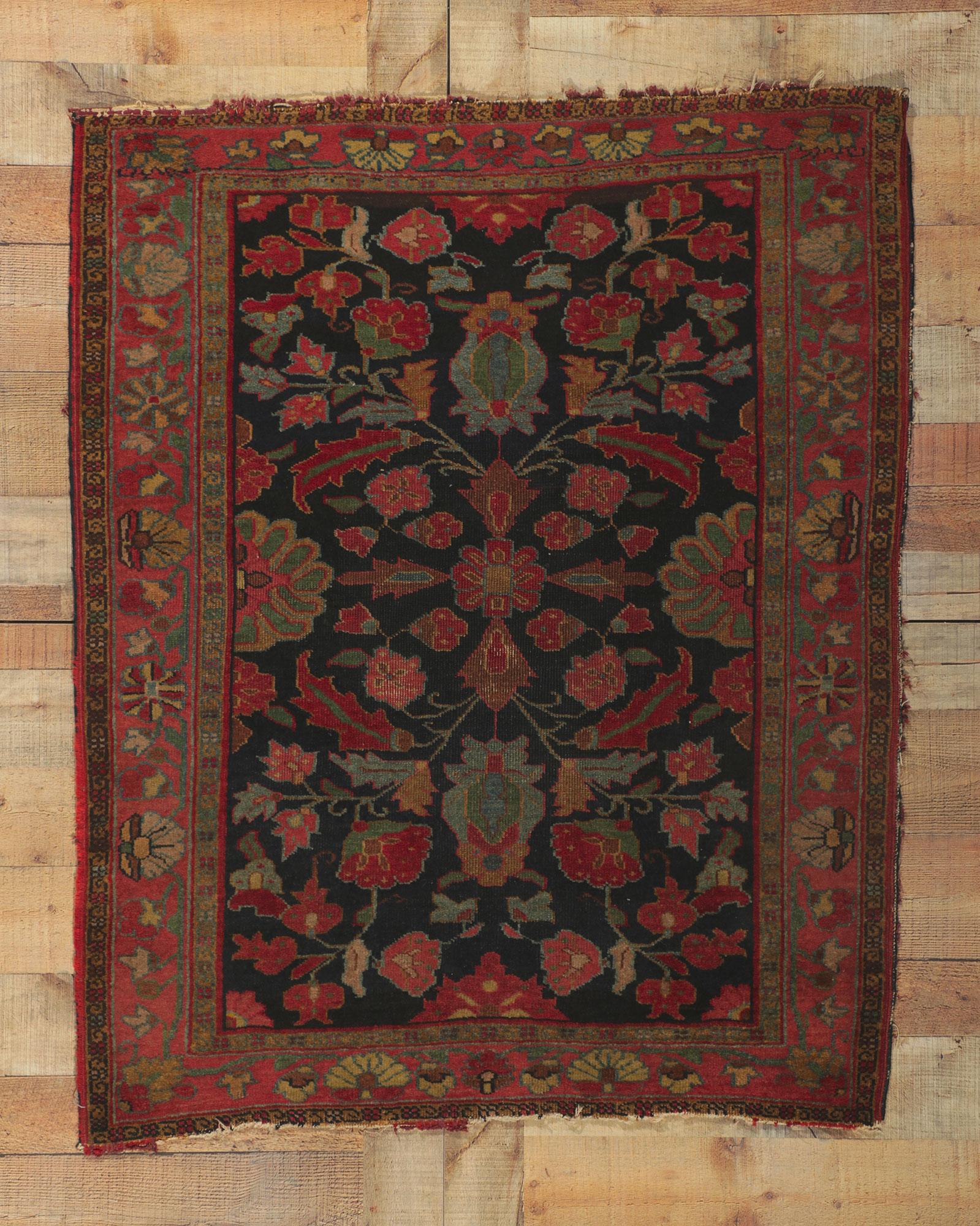 Distressed Antique Persian Serapi Rug For Sale 2