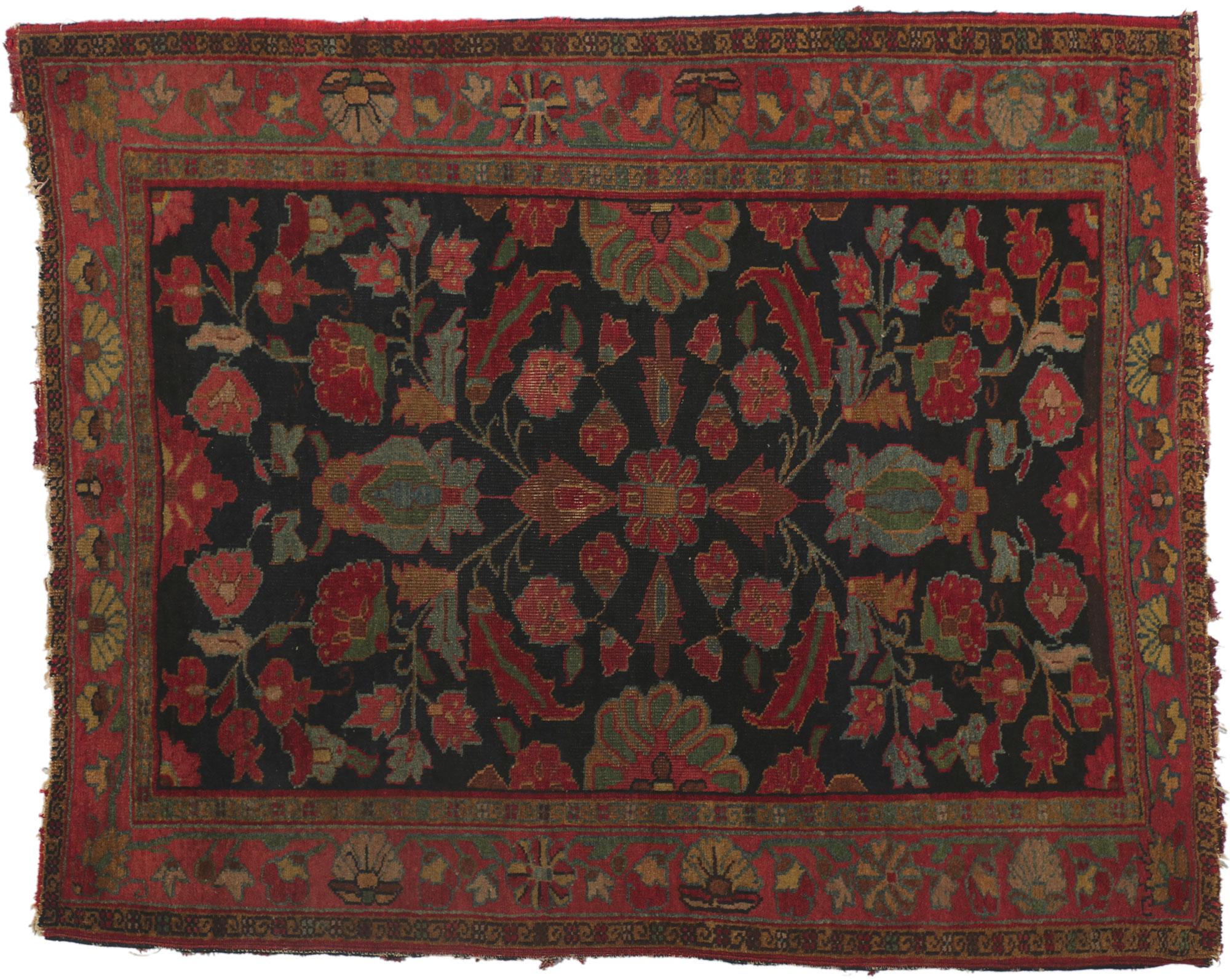 Distressed Antique Persian Serapi Rug For Sale 3