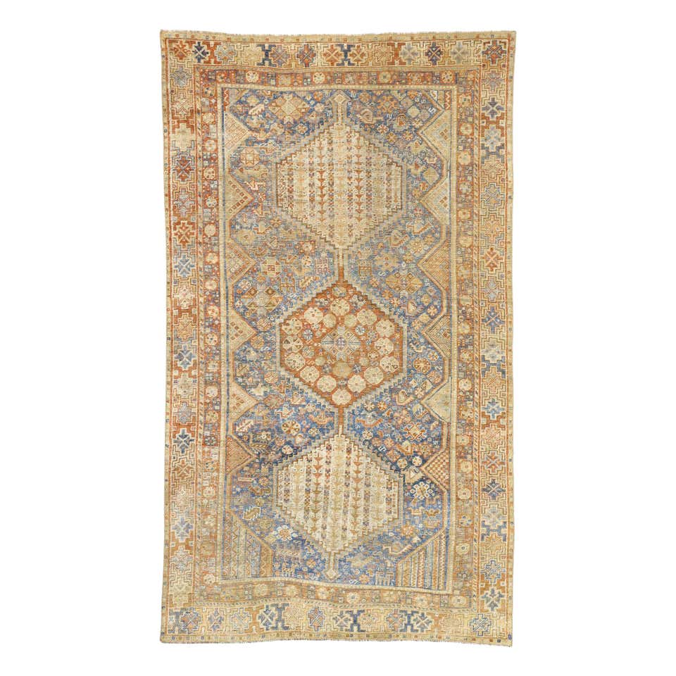 Distressed Antique Persian Shiraz Design Rug with British Colonial ...