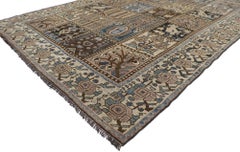 Distressed Antique Persian Shiraz Rug with Garden Panel Four Seasons Design
