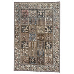 Distressed Antique Persian Shiraz Rug with Garden Panel Four Seasons Design