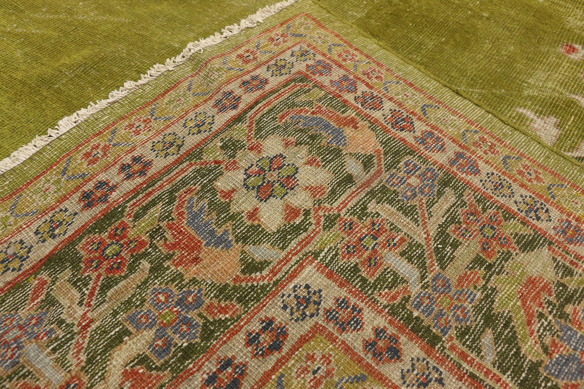 19th Century Distressed Antique Persian Sultanabad Palace Rug with Bold English Chintz Style