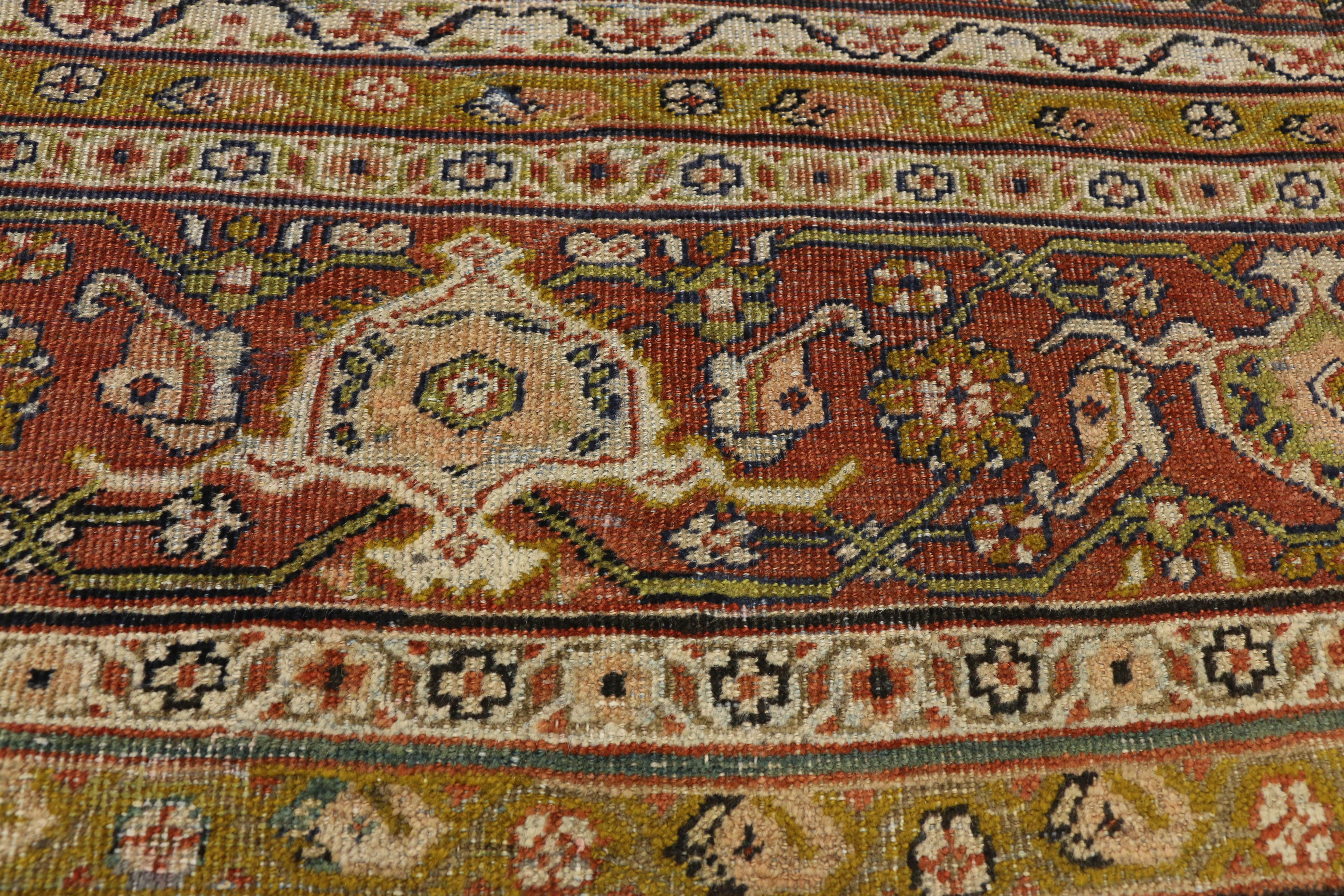 Distressed Antique Persian Sultanabad Palace Rug with Industrial Artisan Style In Distressed Condition For Sale In Dallas, TX