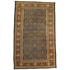 Tapis persan ancien vieilli de palais de Sultanabad avec style artisanal industriel