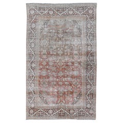Antico tappeto persiano Sultanabad Rugs in lana con disegno floreale e afflitto.
