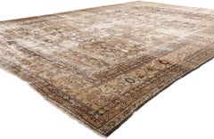 Late 19th Century Distressed Antique Persian Sultanabad Carpet with Modern Style