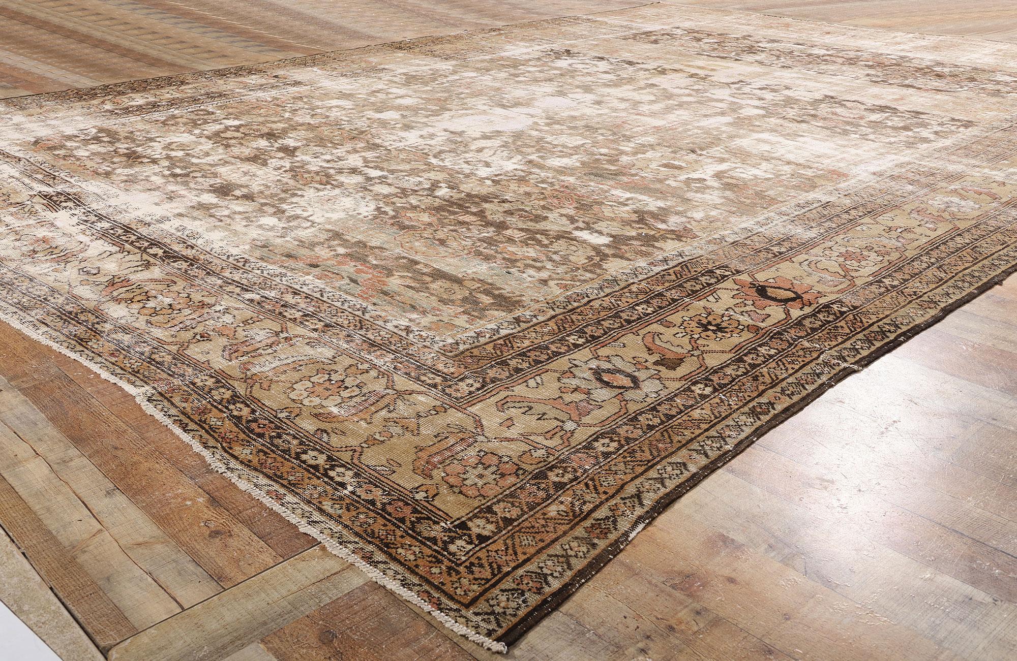 Antiker persischer Sultanabad-Teppich im Stil des späten 19. Jahrhunderts im Used-Look mit modernem Stil im Angebot 1