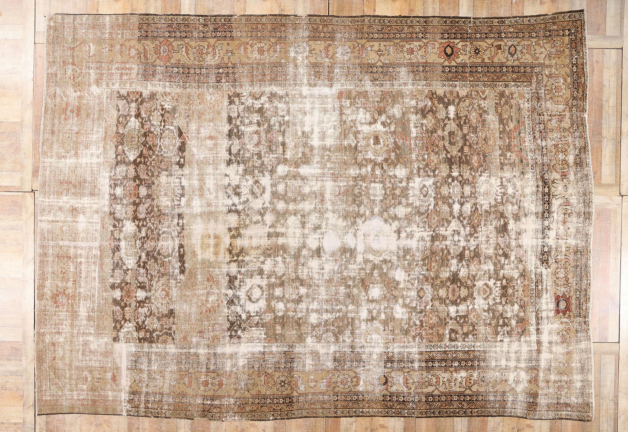 Antiker persischer Sultanabad-Teppich im Stil des späten 19. Jahrhunderts im Used-Look mit modernem Stil im Angebot 3