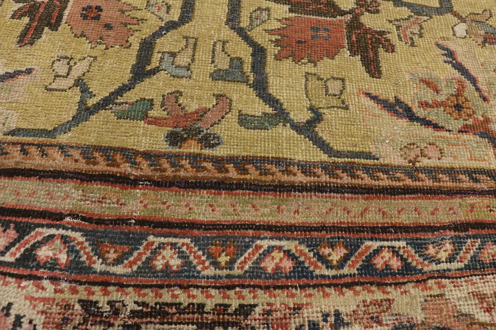 Distressed Antique Persian Sultanabad Rug with Warm Tuscan Italian Style In Distressed Condition For Sale In Dallas, TX