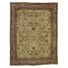 Tapis persan Sultanabad ancien vieilli avec style toscan chaud italien