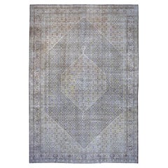 Distressed Antique Persian Tabriz Brown Rug 13'2''x19'2''