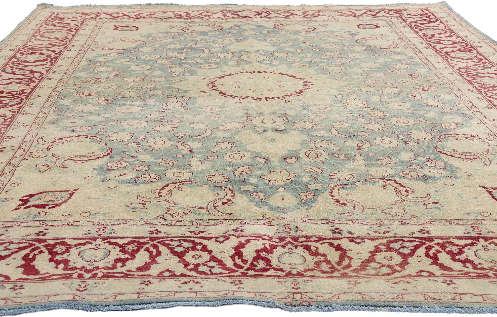 Hand-Knotted Antique Persian Tabriz Carpet with Modern Style For Sale