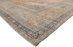 Oversized Antique Persian Tabriz Rug, Laid-Back Luxury Meets Rustic Sensbility