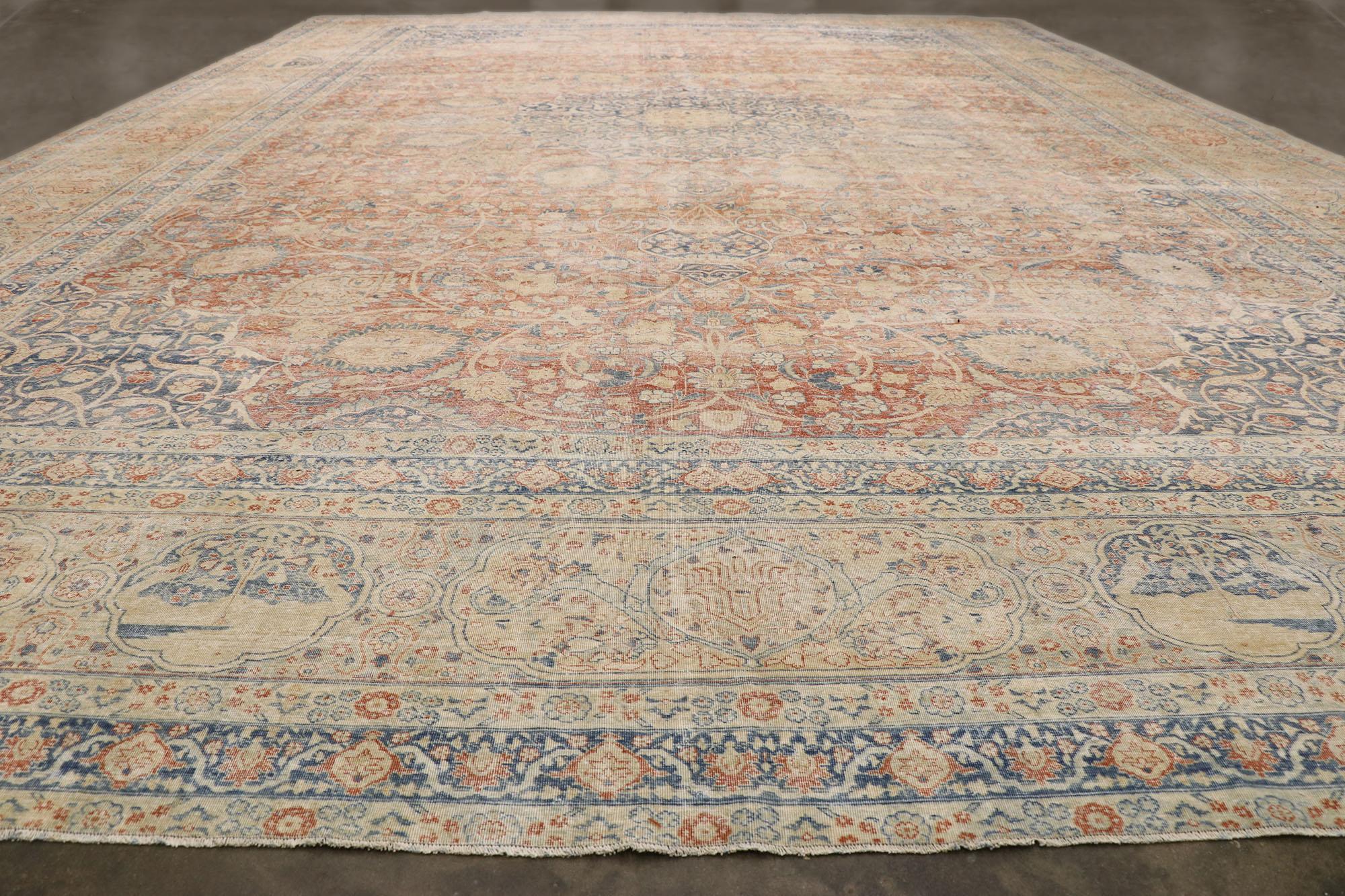 Oversized Antique Persian Tabriz Rug, Laid-Back Luxury Meets Rustic Sensbility For Sale 1