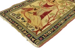 Distressed Antique Persian Tabriz Pictorial Rug Depicts Dervish with Master