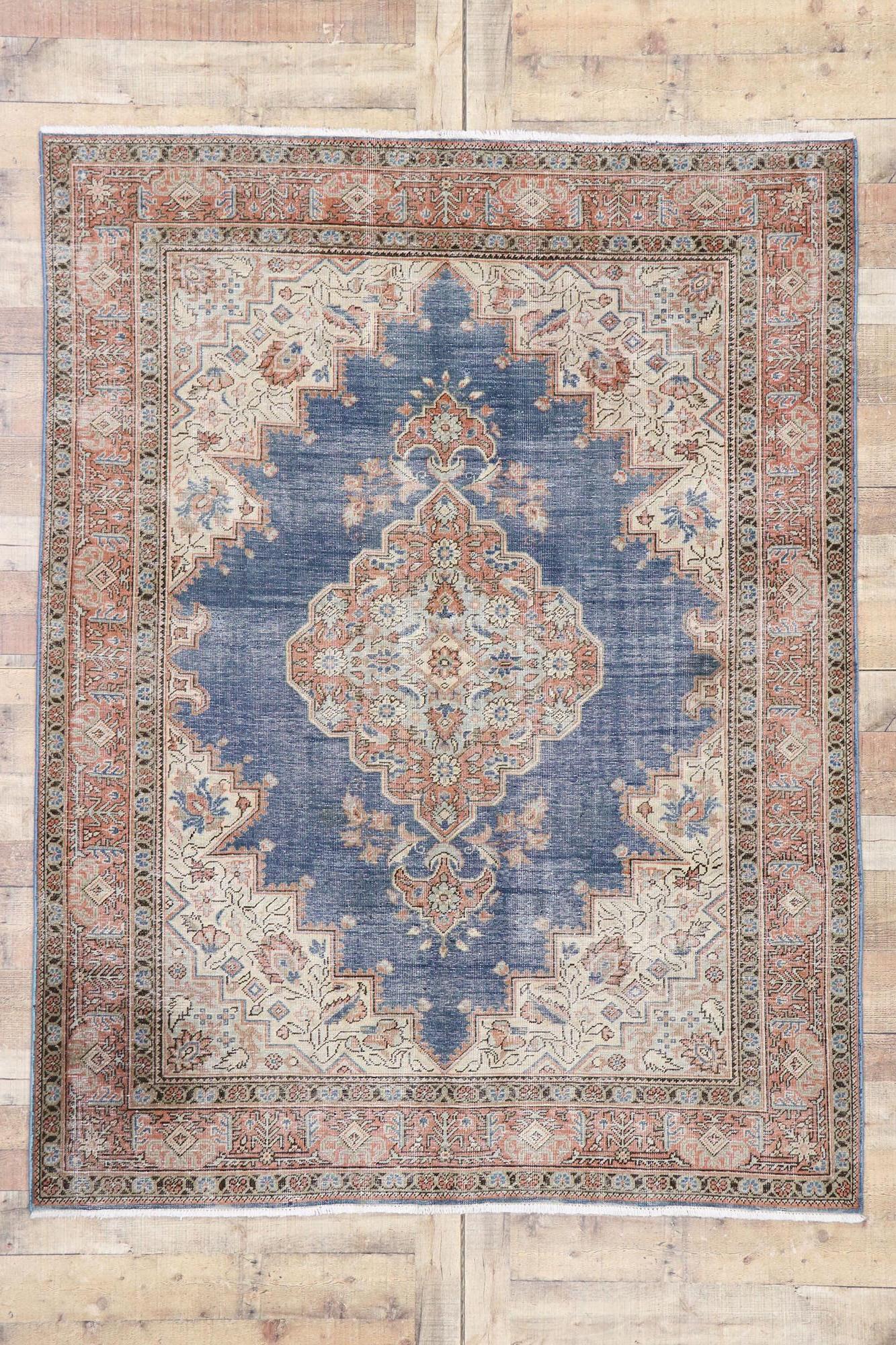 20th Century Distressed Antique Persian Tabriz Rug For Sale