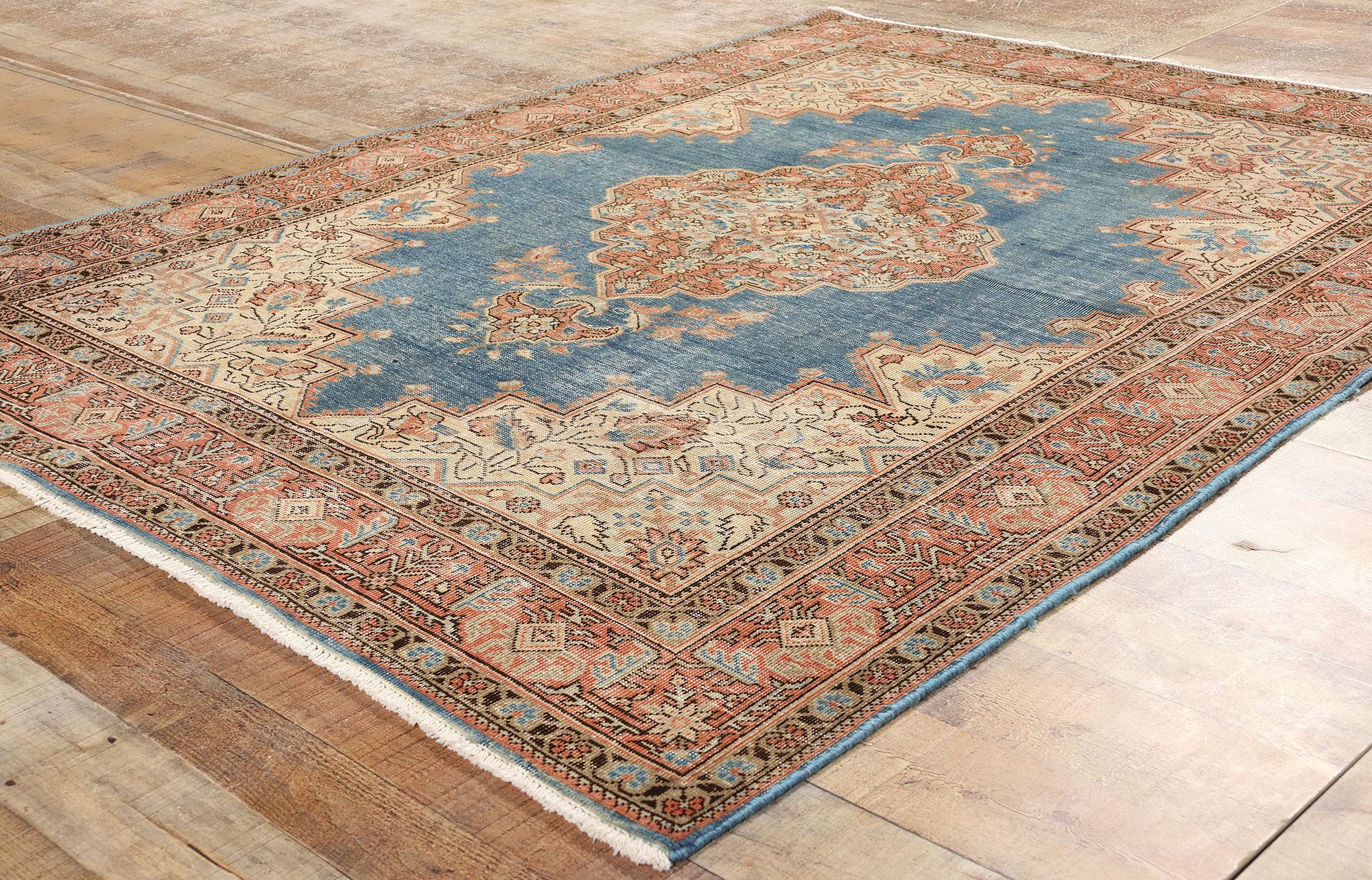 Laine Tapis persan Tabriz ancien vieilli