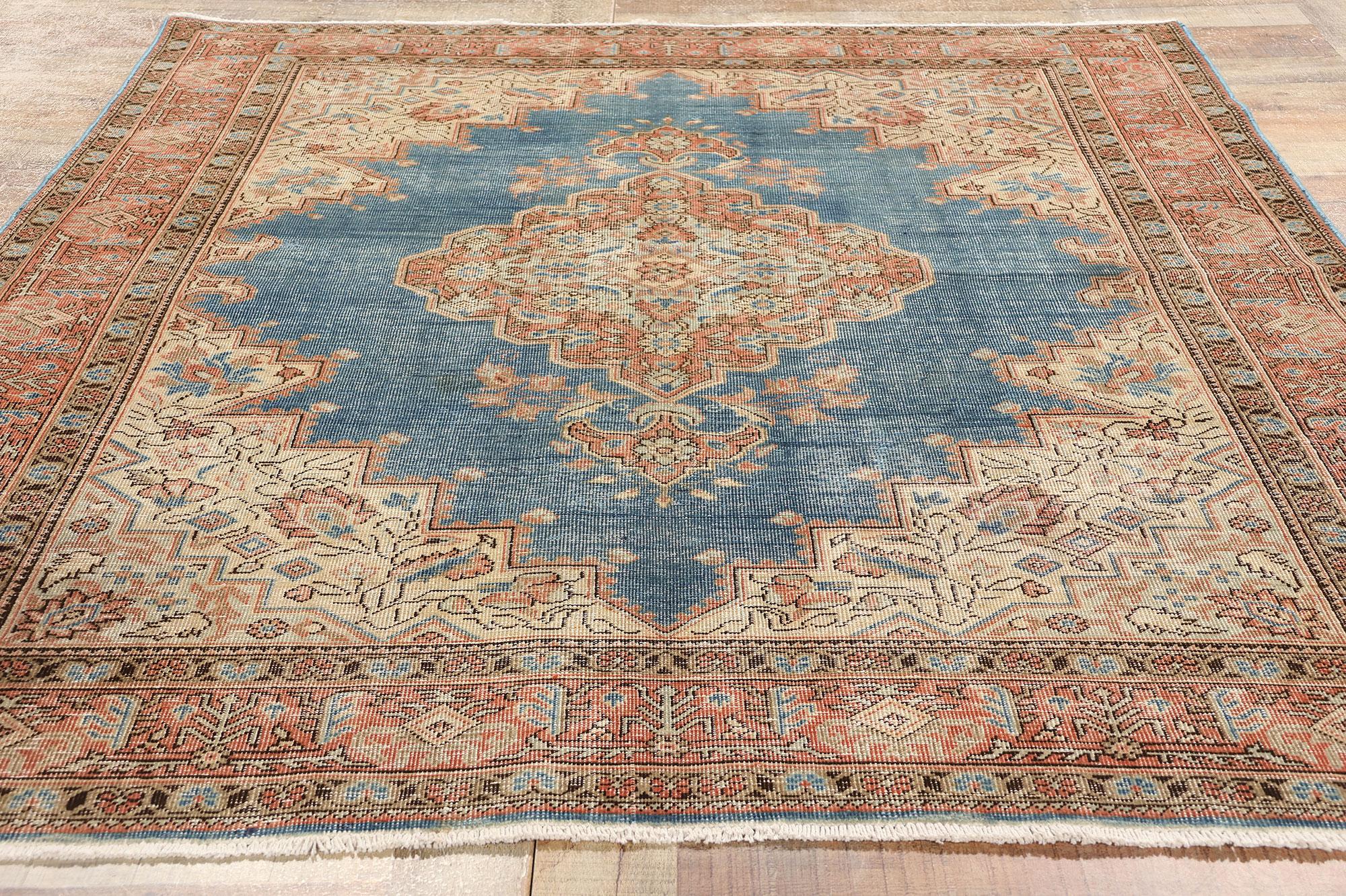 Distressed Antique Persian Tabriz Rug For Sale 2