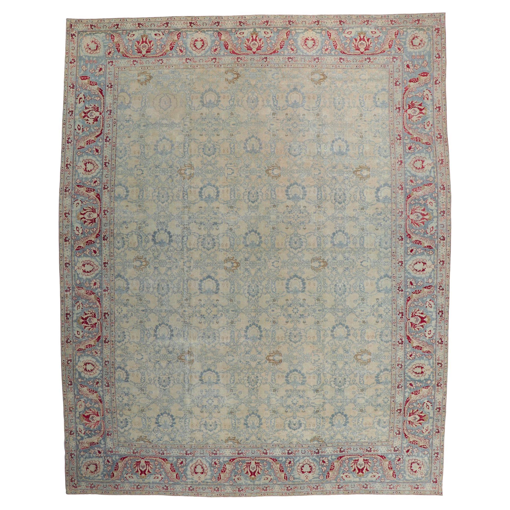 Antique-Worn Persian Tabriz Rug, Weathered Finesse Meets Patriotic Flair For Sale