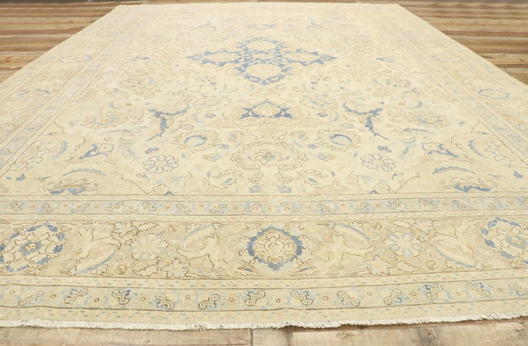 Distressed Antique Persian Tabriz Rug with British Colonial Style For ...