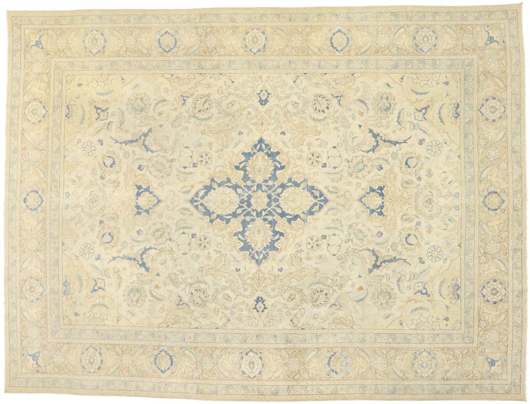 Distressed Antique Persian Tabriz Rug with British Colonial Style For ...