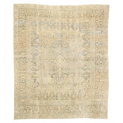 Distressed Used Persian Tabriz Rug, Cozy Cotswolds Meets Rustic Luxe