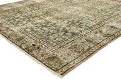 Distressed Antique Persian Tabriz Rug with Modern Industrial Style