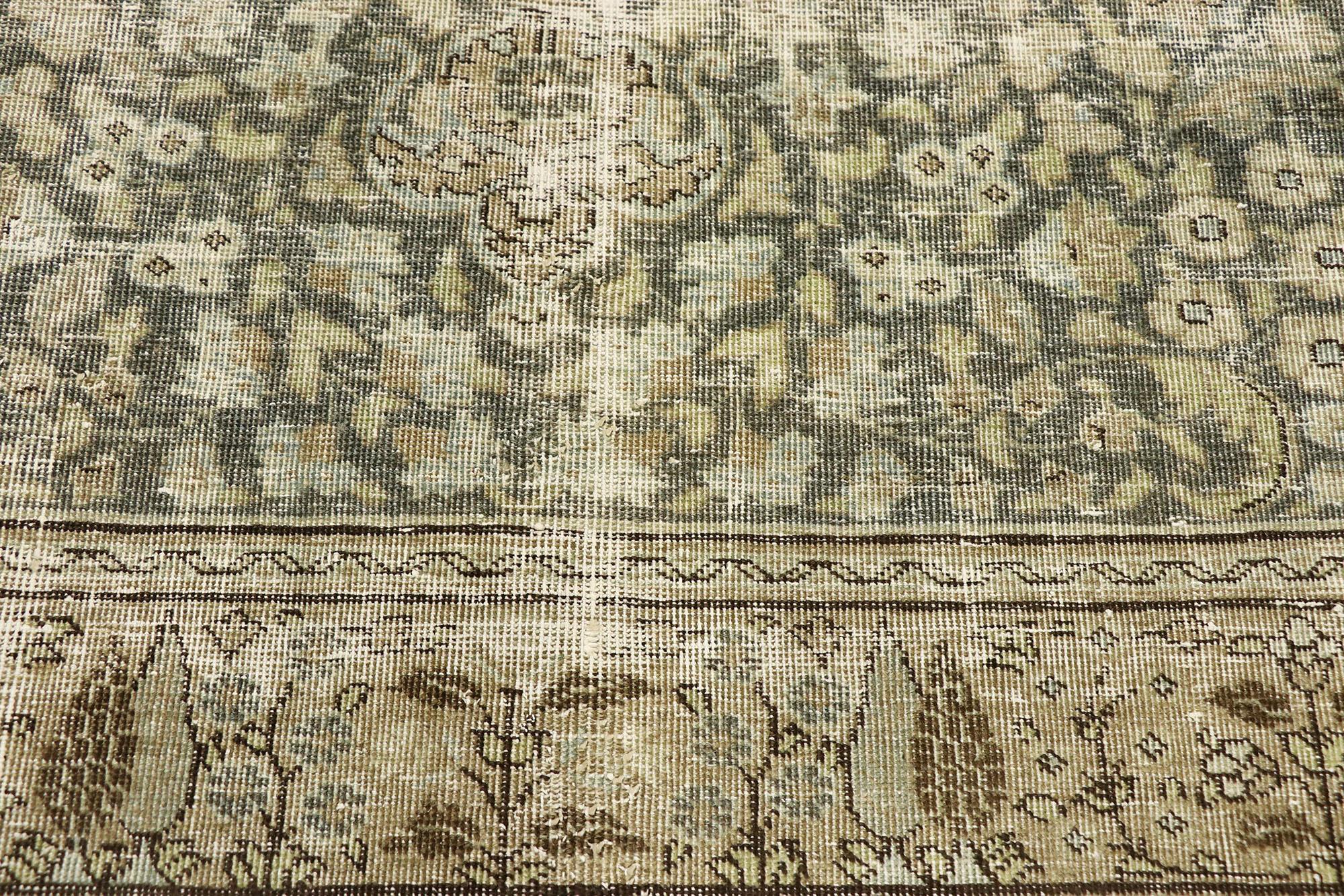 Distressed Antique Persian Tabriz Rug with Modern Industrial Style In Distressed Condition For Sale In Dallas, TX