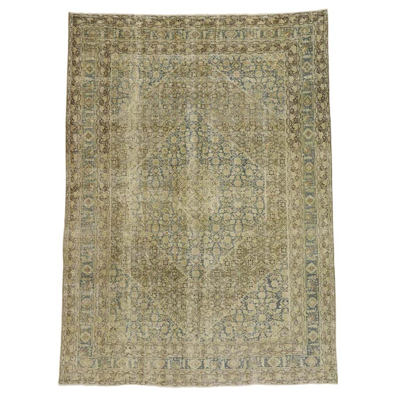Distressed Antique Persian Rug with Modern Urban Warehouse Chic ...