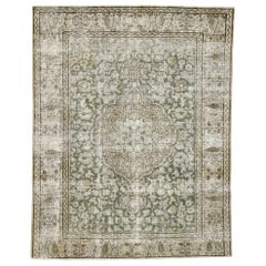 Distressed Antique Persian Tabriz Rug with Modern Industrial Style
