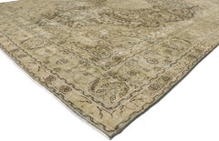 Distressed Antique Persian Tabriz Rug with Modern Rustic Style