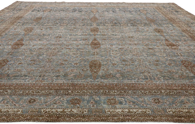 Distressed Antique Persian Tabriz Rug with Neoclassical Gustavian Style ...