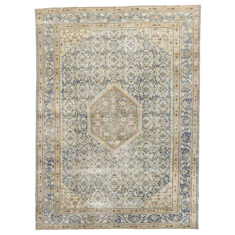 Distressed Antique Persian Tabriz Rug with British Colonial Style For ...