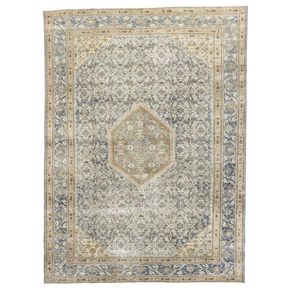 Distressed Antique Persian Tabriz Rug with British Colonial Style For ...