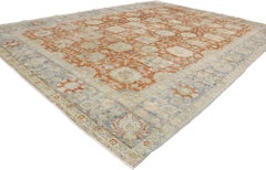 Distressed Antique Persian Tabriz Rug with Rustic Colonial Style