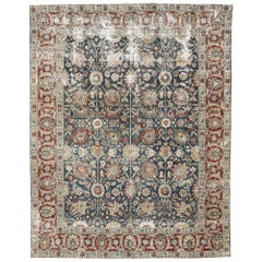 Distressed Antique Persian Tabriz Rug with Rustic Old World English Style